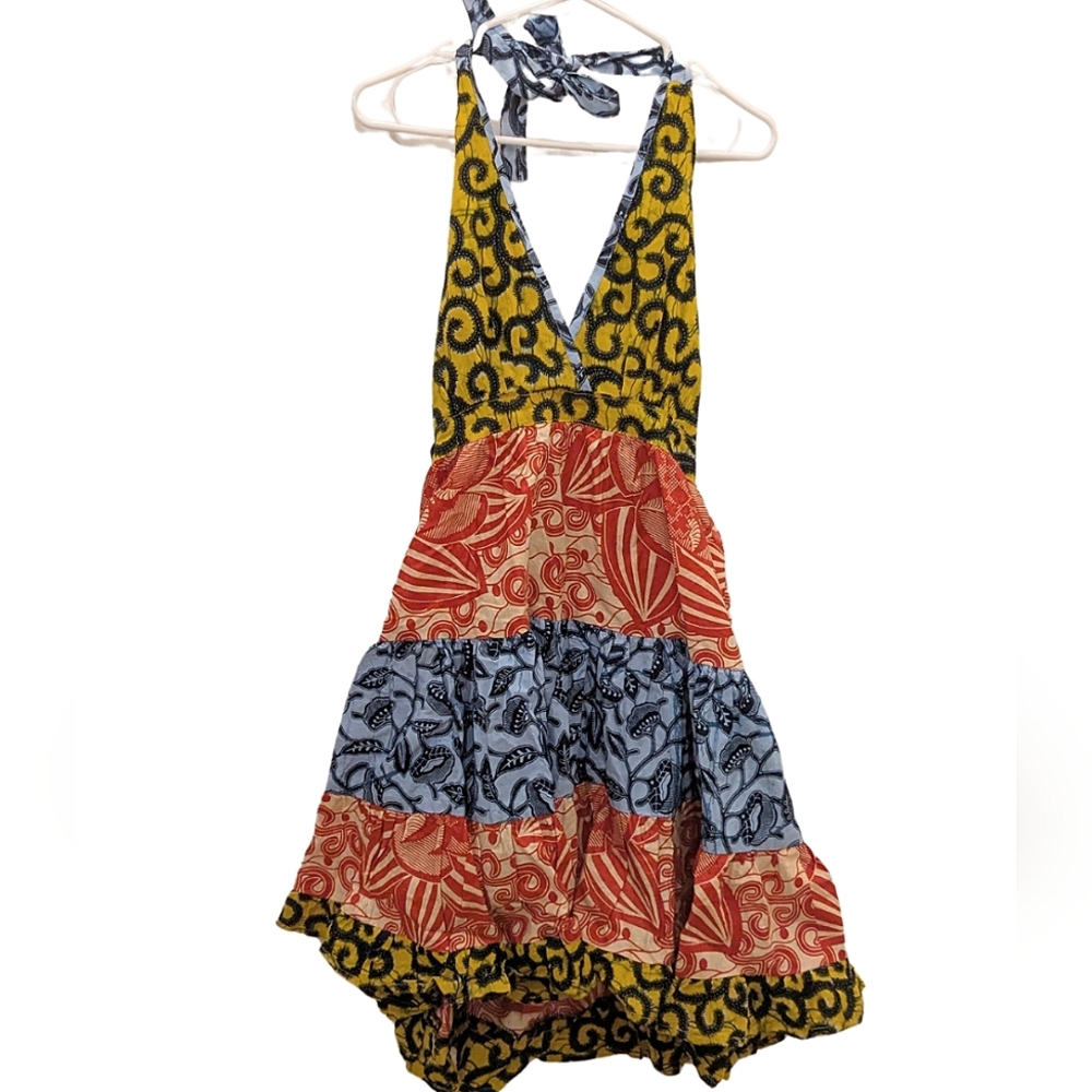 Colorful Halter Dress with Patterned Design